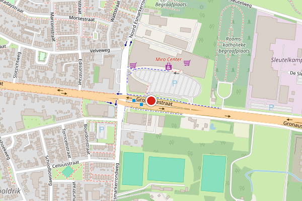 Brandweer-melding op Gronausestraat, Enschede op 20 juni, kaart-overzicht