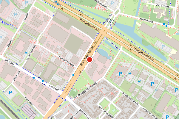 Brandweer-melding op Auke Vleerstraat, Enschede op 20 juni, kaart-overzicht
