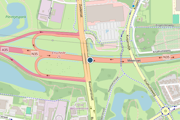 Politie-melding op N35, Enschede op 21 juni, kaart-overzicht
