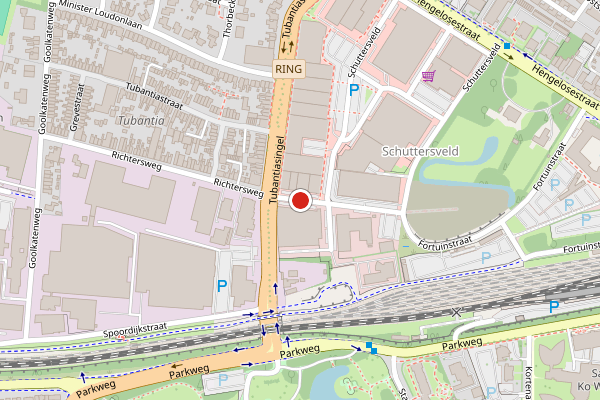 Brandweer-melding op Schuttersveld, Enschede op 22 juni, kaart-overzicht