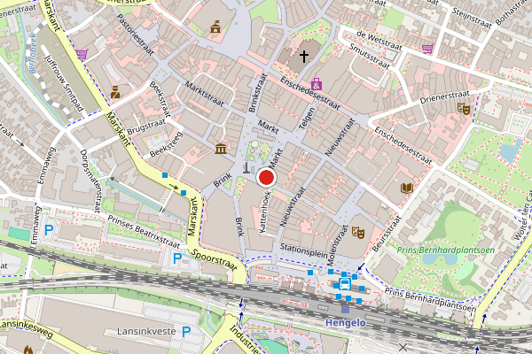 Brandweer-melding op Markt, Hengelo op 23 juni, kaart-overzicht