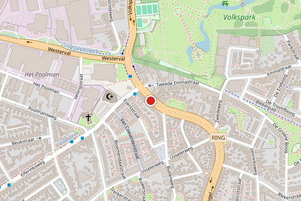 Brandweer-melding op Pathmossingel, Enschede op 23 juni, kaart-overzicht