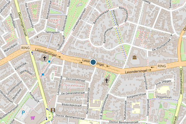 Politie-melding op Lasondersingel, Enschede op 24 juni, kaart-overzicht