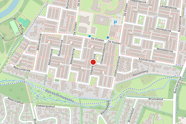 Brandweer-melding op Oldenkottebrink, Enschede op 23 april, kaart-overzicht