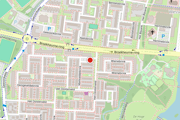 Brandweer-melding op Markveldebrink, Enschede op 24 juni, kaart-overzicht
