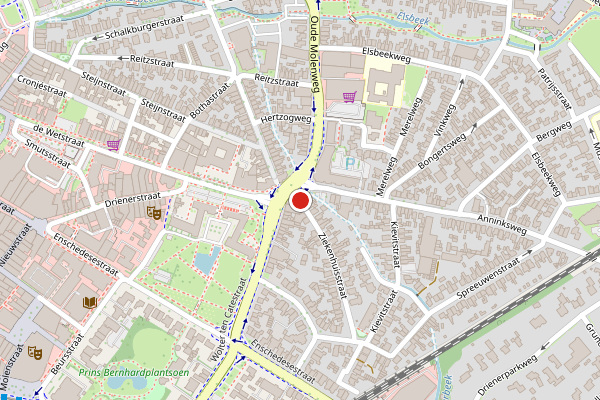 Brandweer-melding op Ziekenhuisstraat, Hengelo op 18 april, kaart-overzicht