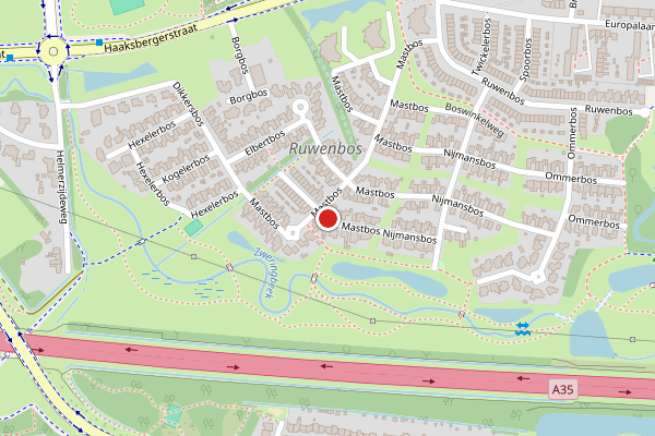 Brandweer-melding op Mastbos, Enschede op 25 juni, kaart-overzicht