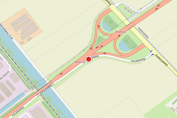 Brandweer-melding op Parallelweg, Almelo op 26 juni, kaart-overzicht