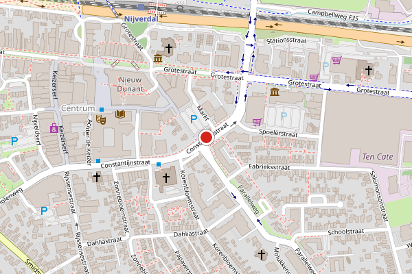 Brandweer-melding op Constantijnstraat, Nijverdal op 26 juni, kaart-overzicht