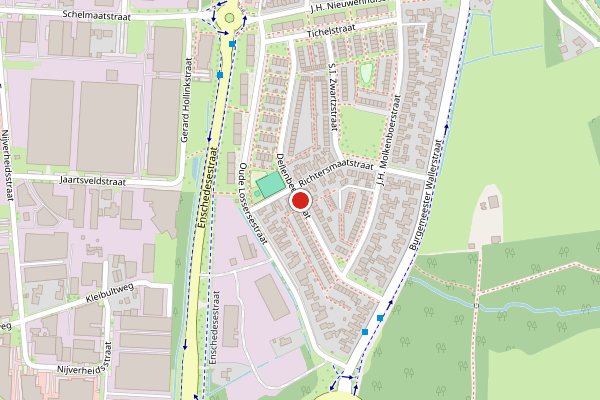 Brandweer-melding op Dellenbeekstraat, Oldenzaal op 12 april, kaart-overzicht