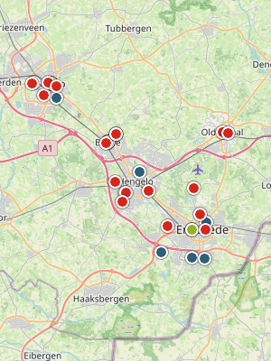 Kaart laatste meldingen P2000 Twente
